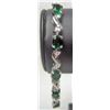 Image 1 : 11330 - WHITE GOLD PLATED EMERALD AND TOPAZ BRACELET