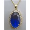 Image 1 : 11334 - GOLD PLATED SAPPHIRE AND TOPAZ PENDANT W/ CHAIN
