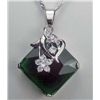 Image 1 : 11337 - WHITE GOLD PLATED EMERALD AND TOPAZ PENDANT W/ CHAIN