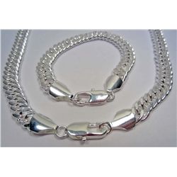 11248 - STERLING SILVER MEN'S NECKLACE AND BRACELET SET  - UNTESTED BY US