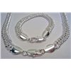 Image 1 : 11248 - STERLING SILVER MEN'S NECKLACE AND BRACELET SET  - UNTESTED BY US
