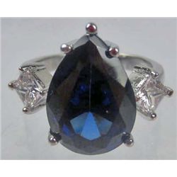 11191 - WHITE GOLD PLATED SAPPHIRE AND TOPAZ RING