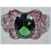 Image 1 : 11192 - WHITE GOLD PLATED EMERALD AND TOPAZ RING