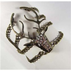 10714 - BRONZE RHINESTONE DEER HEAD BRACELET