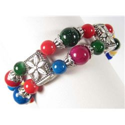 10443 - TIBETAN SILVER JADE BRACELET