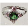 Image 1 : 9273 - WHITE GOLD PLATED EMERALD & WHITE TOPAZ RING