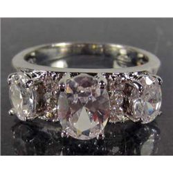 9281 - WHITE GOLD PLATED WHITE TOPAZ RING