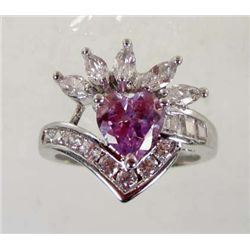 9286 - WHITE GOLD PLATED TANZANITE & WHITE TOPAZ RING