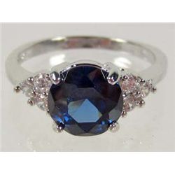 9571 - WHITE GOLD PLATED SAPPHIRE COCKTAIL RING