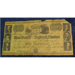 16. Dec. 15, 1840 Advertising Note from  Imperial & Tenhigh  on a facsimile $1000 Bank of the United