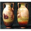 Image 1 : A pair of Royal Doulton vases with painted decoration, one depicting herdsman with cattle, signed A