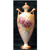 Image 1 : A Royal Worcester blush ivory and floral decorated lidded vase with twin gilt handles, c.1900, heigh