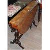 Image 1 : A Victorian burr walnut oval drop leaf Sutherland table on turned gateleg supports