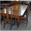 Image 1 : A substantial Victorian oak wind-out extending dining table with four extra leaves on turned reeded