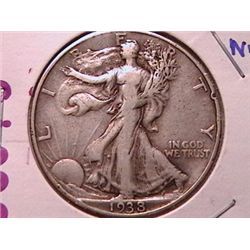 1938-D Walking Half F-15 Semi Key Date