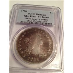 1796 Draped Bust Dollar PCGS  VF details