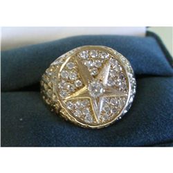 1/2 CARAT DIAMOND 14K GOLD MENS STAR RING, 16 GRAMS GOLD