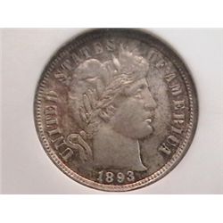 1893 Barber Dime Gem MS65 NGC
