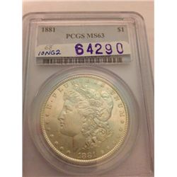 1881 PCGS-MS-63 SILVER MORGAN DOLLAR