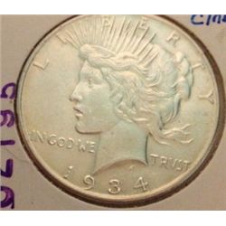 1934 SILVER PEACE DOLLAR AU-55