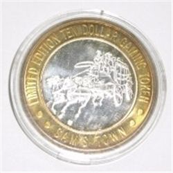 SILVER STRIKE .999 FINE SILVER $10 CASINO GAMING COIN *SAMS TOWN LAS VEGAS* COIN WEIGHS 1.34ozs!!