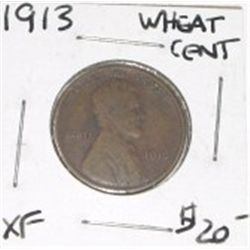 1913 WHEAT CENT RED BOOK VALUE IS $20.00+ *RARE EXTRA FINE HIGH GRADE*!! PENNY CAME OUT OF SAFE!!
