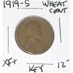 1919-S WHEAT CENT RED BOOK VALUE IS $12.00+ *RARE KEY DATE EXTRA FINE+ GRADE* PENNY CAME OUT OF SAFE