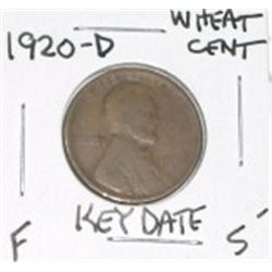 1920-D WHEAT CENT RED BOOK VALUE IS $5.00+ *RARE KEY DATE FINE GRADE*!! PENNY CAME OUT OF SAFE!!