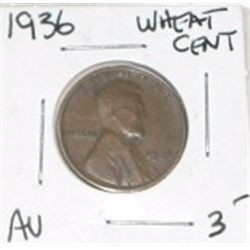 1936 WHEAT CENT *RARE EARLY AU HIGH GRADE*!! PENNY CAME OUT OF SAFE!!