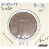 Image 1 : 1953 NORWAY 5 ORE *RARE NICE EARLY EXTRA FINE HIGH GRADE*!! COIN CAME OUT OF SAFE!!