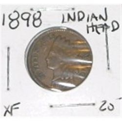 1898 INDIAN HEAD CENT RED BOOK VALUE IS $20.00+ RARE EARLY EXTRA FINE GRADE*! PENNY CAME OUT OF SAFE