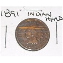 1891 INDIAN HEAD CENT *RARE EARLY NICE PENNY*!! PENNY CAME OUT OF SAFE!!