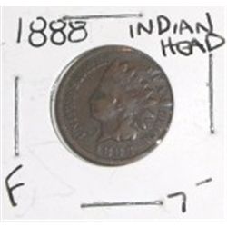 1888 INDIAN HEAD CENT RED BOOK VALUE IS $7.00+ *RARE EARLY FINE GRADE*!! PENNY CAME OUT OF SAFE!!