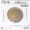 Image 1 : 1906 INDIAN HEAD CENT RED BOOK VALUE IS $60.00+ *EXTREMELY RARE MS-63 HIGH GRADE*!!