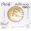 Image 1 : 1908 INDIAN HEAD CENT RED BOOK VALUE IS $225.00+ *EXTREMELY RARE PF-63 HIGH GRADE*!!