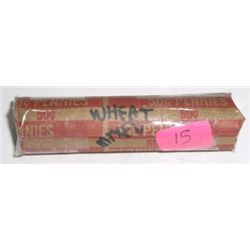 ROLL OF WHEAT PENNIES 50 TOTAL *UNSEARCHED MIXED DATES & GRADES* ROLL CAME OUT OF SAFE!!