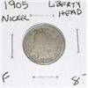 Image 1 : 1905 LIBERTY HEAD "V" NICKEL RED BOOK VALUE IS $8.00+ *RARE EARLY FINE GRADE!!