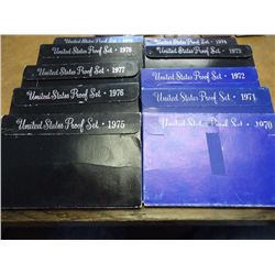 1970'S DECADE RUN OF US PROOF SETS (WITH BOXES)