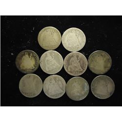 10 ASSORTED 1880'S SEATED LIBERTY DIMES