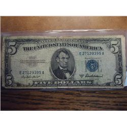1953-A $5 SILVER CERTIFICATE BLUE SEAL