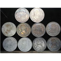 10 MEXICIAN SILVER PESOS .5140 OZ. ASW TOTAL
