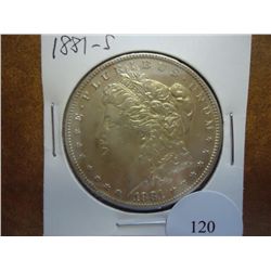 1881-S MORGAN SILVER DOLLAR AU