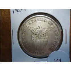 1907-S US/PHILIPPINES SILVER PESO .5144 OZ. ASW