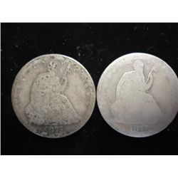 1875 & 77 SEATED LIBERTY HALF DOLLARS