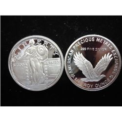 2-1/4 TROY OUNCE SILVER ROUNDS PF "STANDING LIBS"