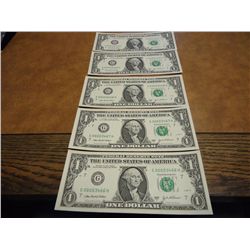 5-2003-A $1 FRN'S LOW CONSECUTIVE SERIAL'S