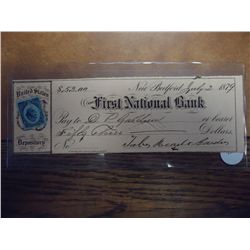 JULY 2ND 1879 1ST NATIONAL BANK CHECK