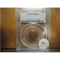 1954-S JEFFERSON NICKEL PCGS MS63
