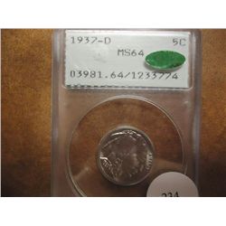 1937-D BUFFALO NICKEL PCGS MS64