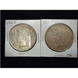 2-1922 PEACE SILVER DOLLARS